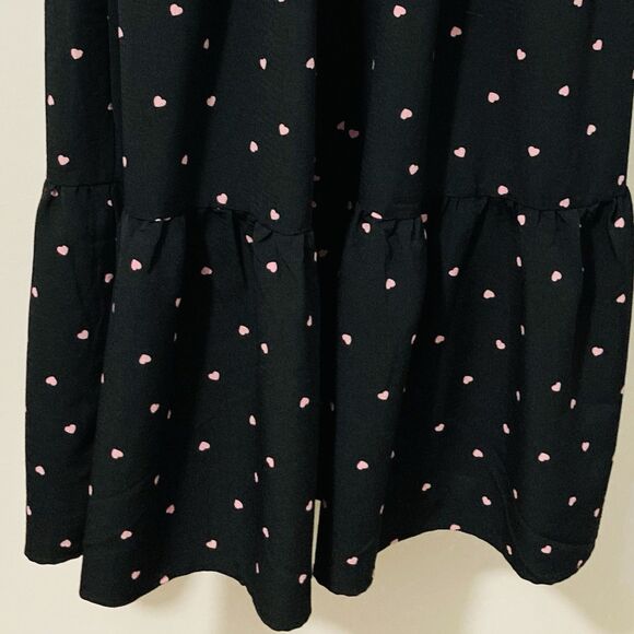 Francesca’s Size XS Ramona Heart Tiered Maxi Dress Sleeveless Smocked Black Pink - Picture 9 of 12